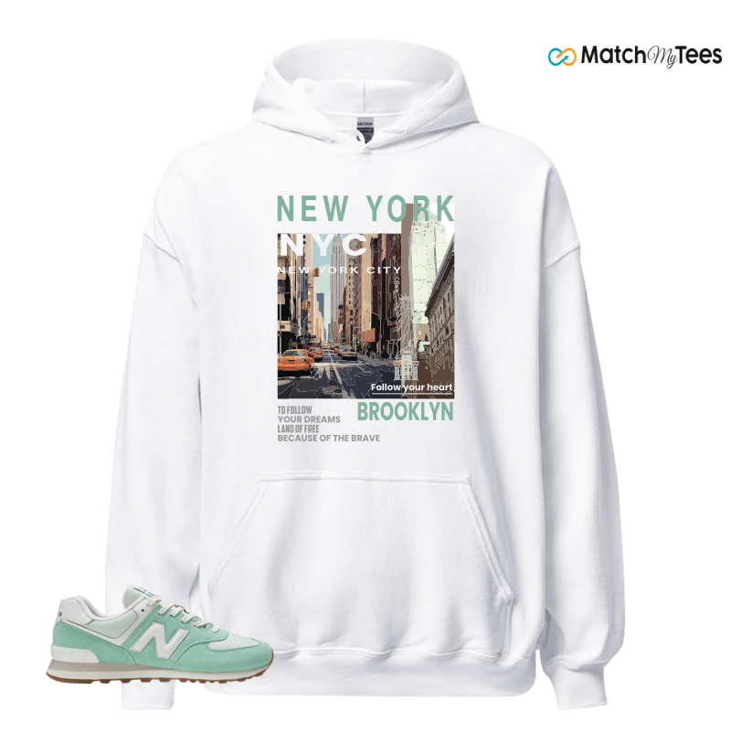 NEW BALANCE 574 MINT WHITE SNEAKER Matching Tees hoodie