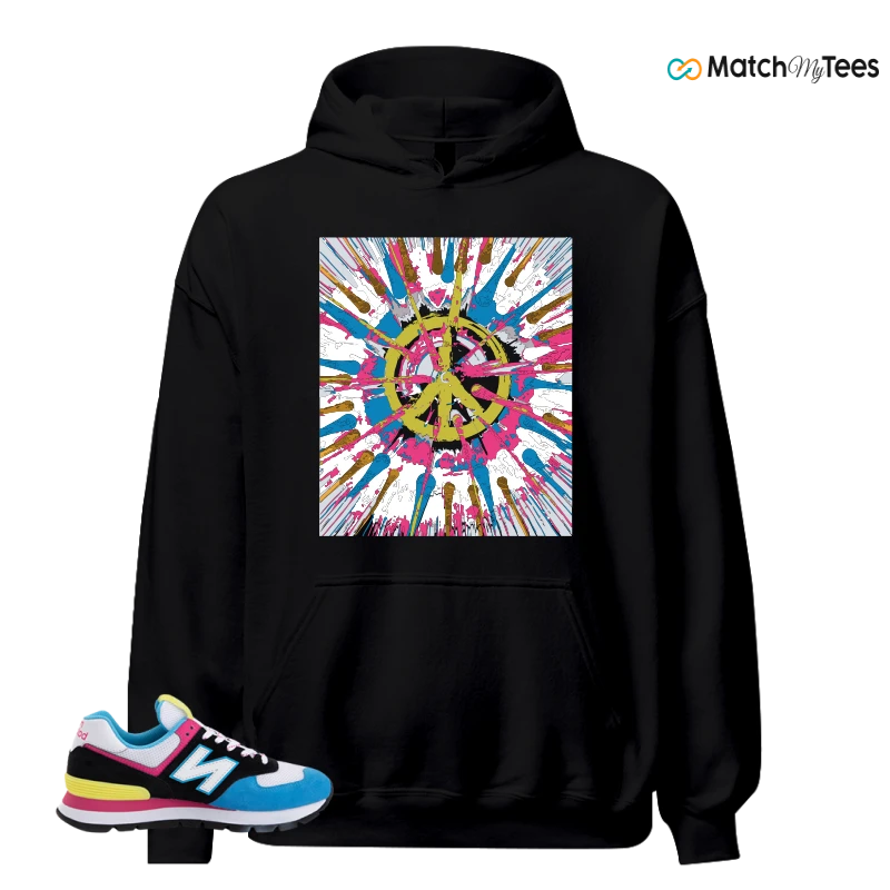 NEW BALANCE 574 RUGGED BLACK BLUE PINK SNEAKER Matching Tees hoodie
