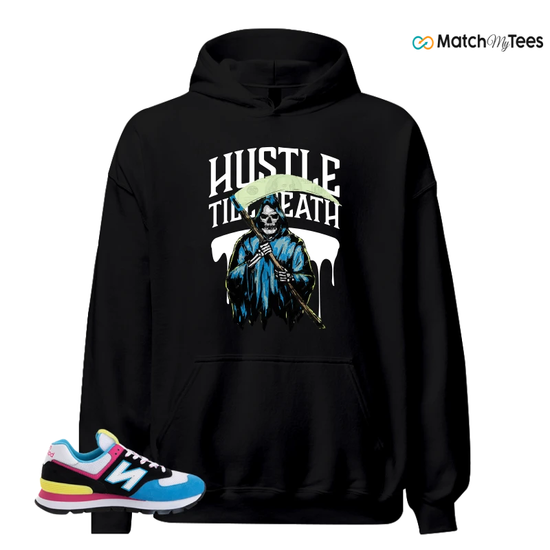 NEW BALANCE 574 RUGGED BLACK BLUE PINK SNEAKER Matching Tees hoodie