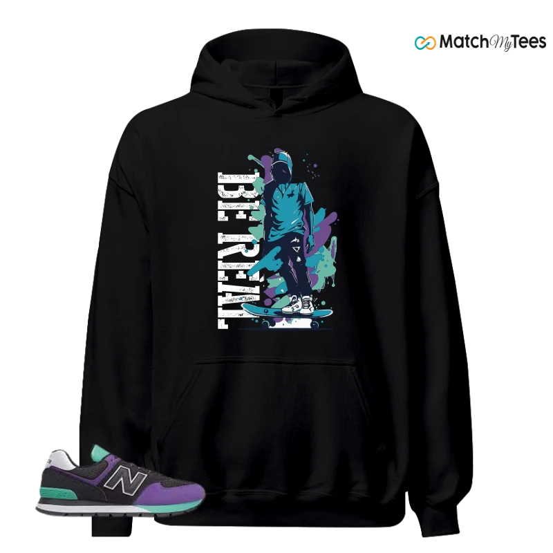 NEW BALANCE 574 RUGGED BLACK PRISM PURPLE SNEAKER Matching Tees hoodie