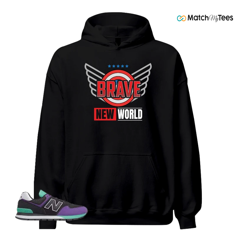 NEW BALANCE 574 RUGGED BLACK PRISM PURPLE SNEAKER Matching Tees hoodie
