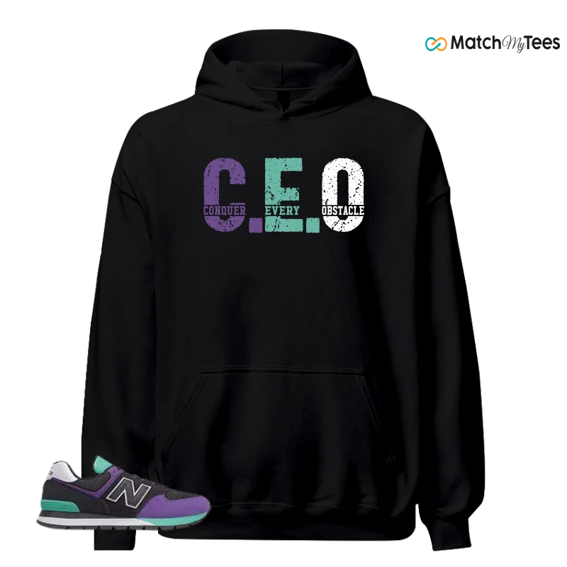 NEW BALANCE 574 RUGGED BLACK PRISM PURPLE SNEAKER Matching Tees hoodie