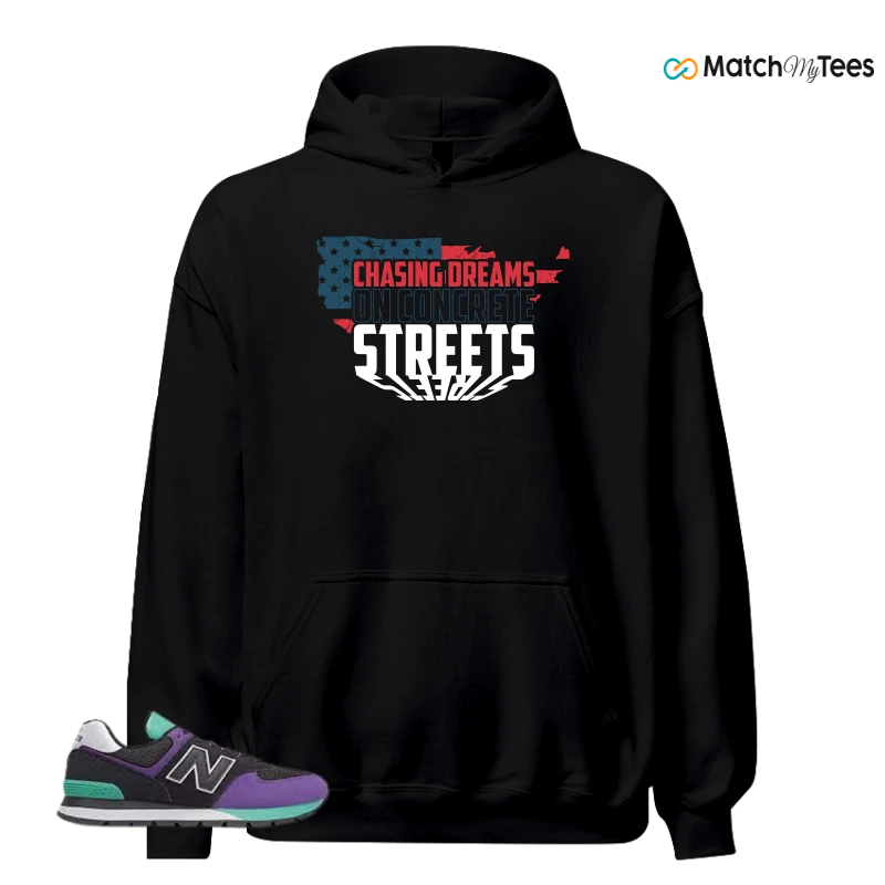 NEW BALANCE 574 RUGGED BLACK PRISM PURPLE SNEAKER Matching Tees hoodie