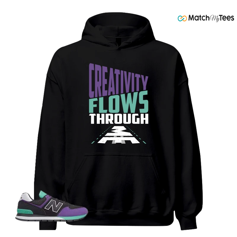 NEW BALANCE 574 RUGGED BLACK PRISM PURPLE SNEAKER Matching Tees hoodie