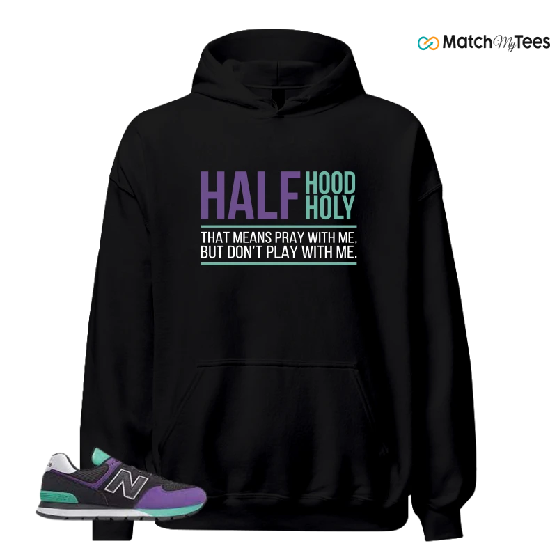 NEW BALANCE 574 RUGGED BLACK PRISM PURPLE SNEAKER Matching Tees hoodie