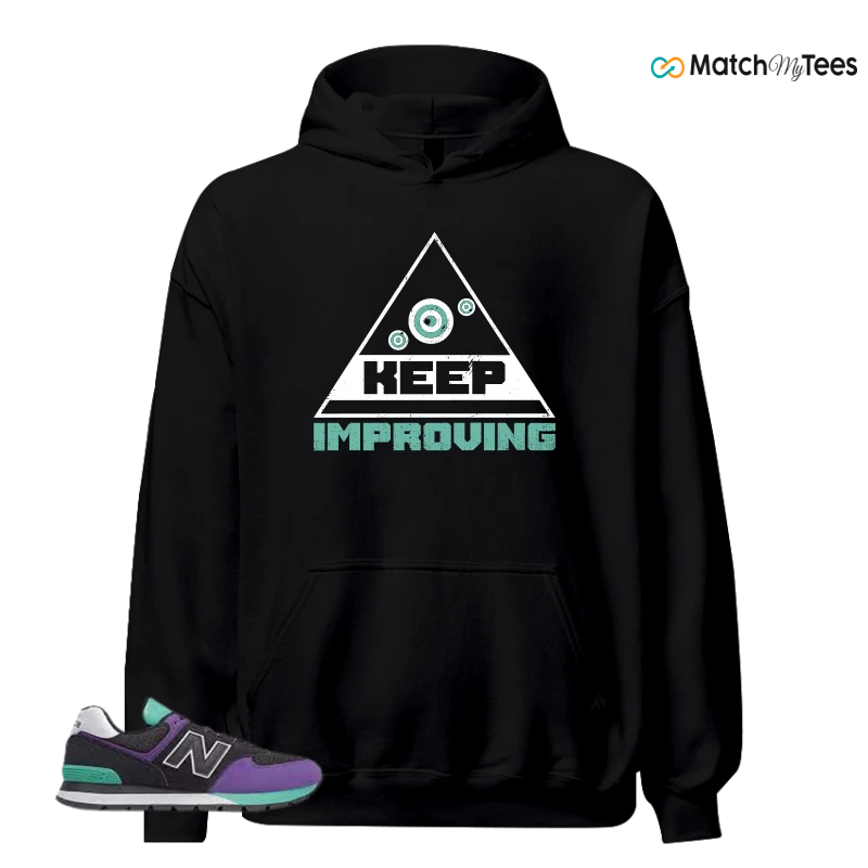 NEW BALANCE 574 RUGGED BLACK PRISM PURPLE SNEAKER Matching Tees Hoodie for Men