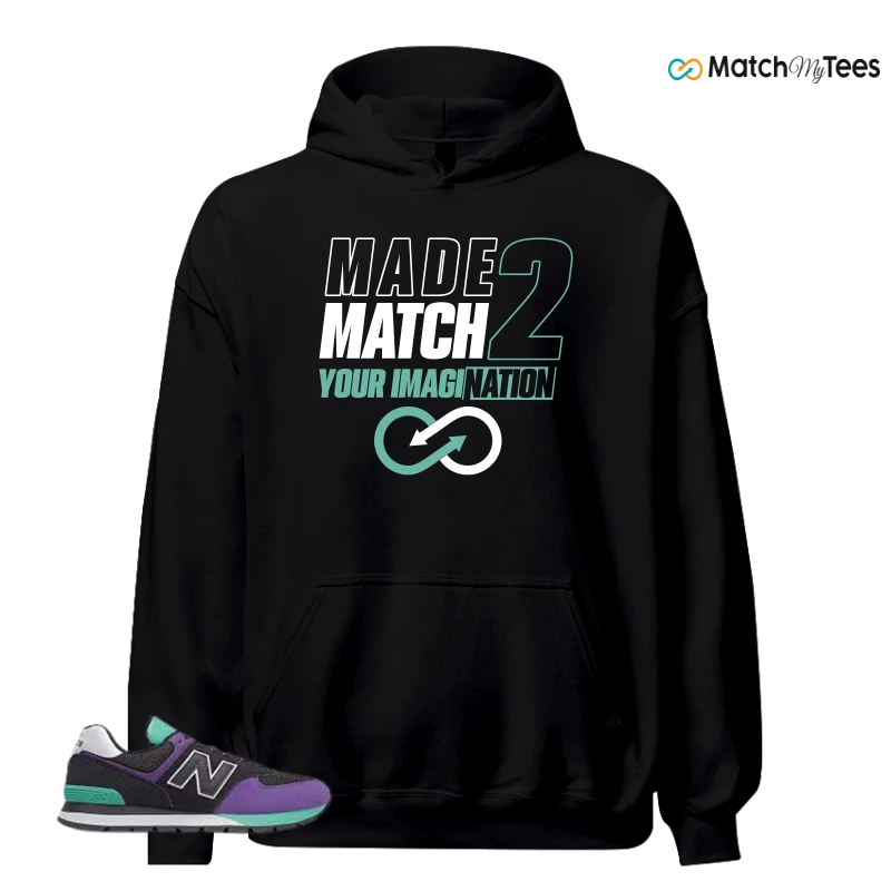 NEW BALANCE 574 RUGGED BLACK PRISM PURPLE SNEAKER Matching Tees hoodie