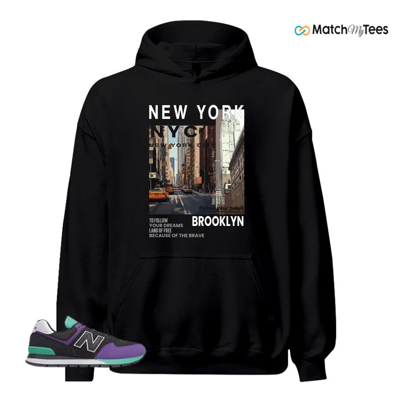 NEW BALANCE 574 RUGGED BLACK PRISM PURPLE SNEAKER Matching Tees hoodie