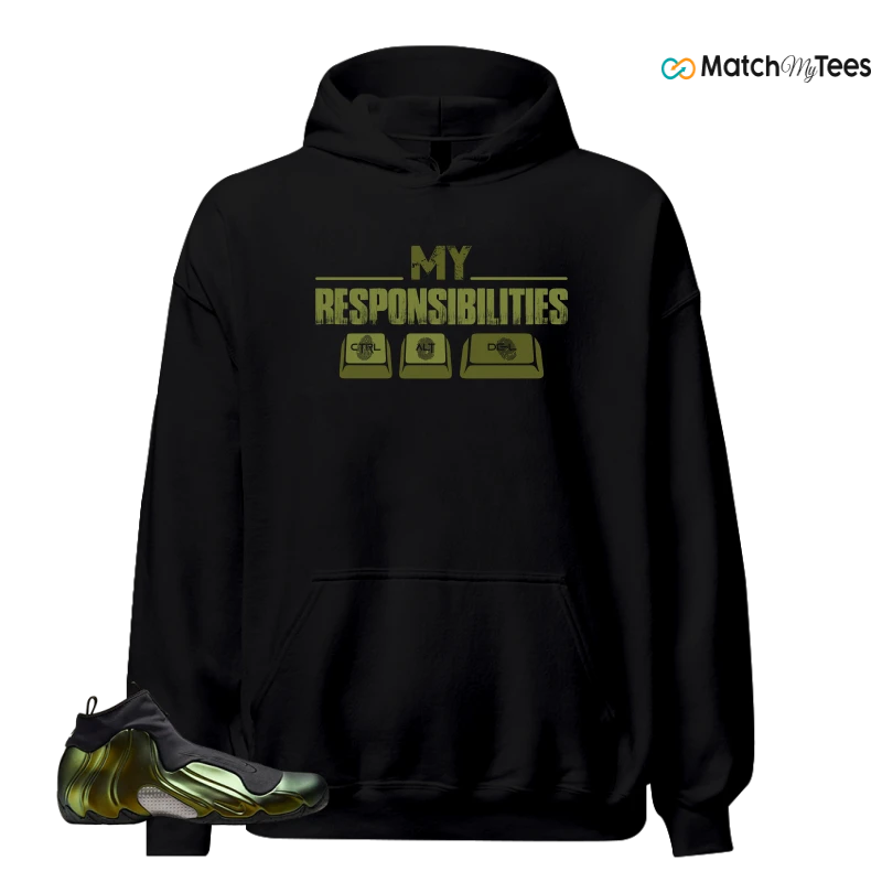 NIKE AIR FLIGHTPOSITE BLACK METALLIC GOLD SNEAKER Matching Tees hoodie