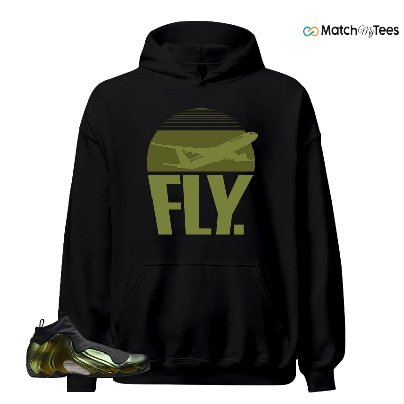 NIKE AIR FLIGHTPOSITE BLACK METALLIC GOLD SNEAKER Matching Tees hoodie
