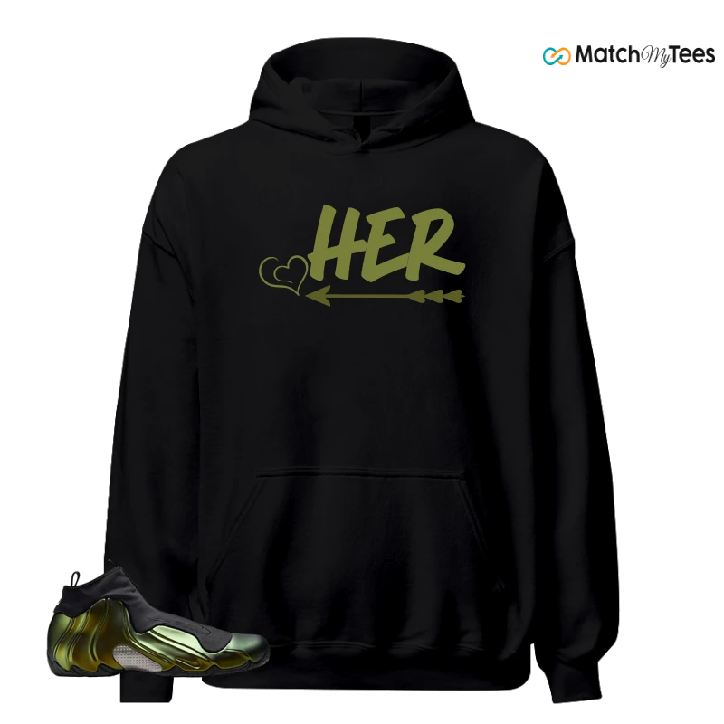 NIKE AIR FLIGHTPOSITE BLACK METALLIC GOLD SNEAKER Matching Tees Hoodie for Men