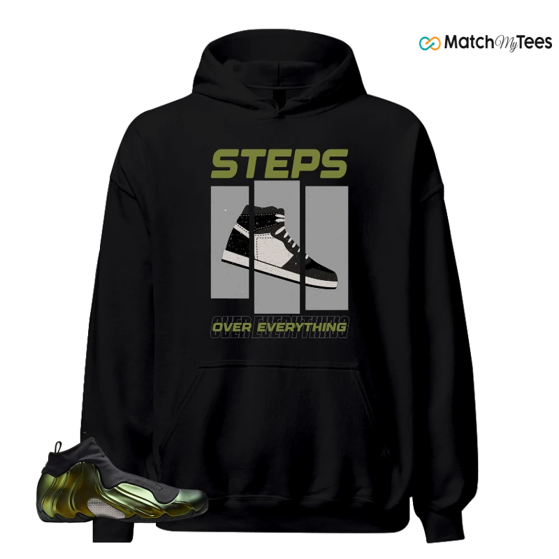 NIKE AIR FLIGHTPOSITE BLACK METALLIC GOLD SNEAKER Matching Tees Hoodie for Men