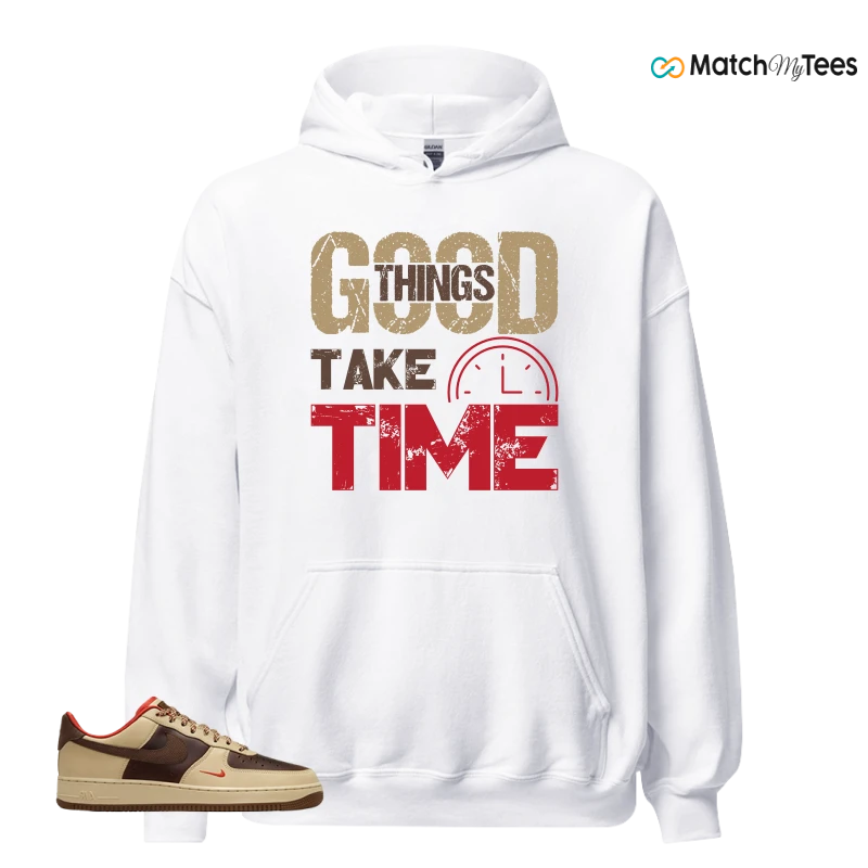 NIKE AIR FORCE 1 LOW LIGHT BRITISH TAN CACAO WOW SNEAKER Matching Tees hoodie