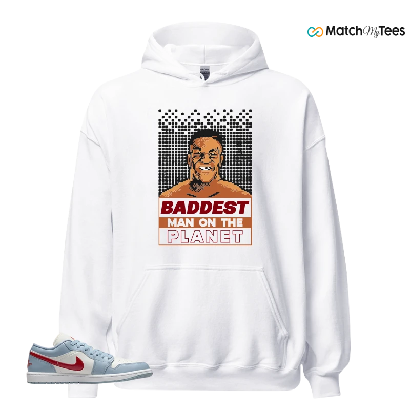 NIKE AIR JORDAN 1 LOW BLUE DUNE RED WMNS SNEAKER Matching Tees Hoodie for Men