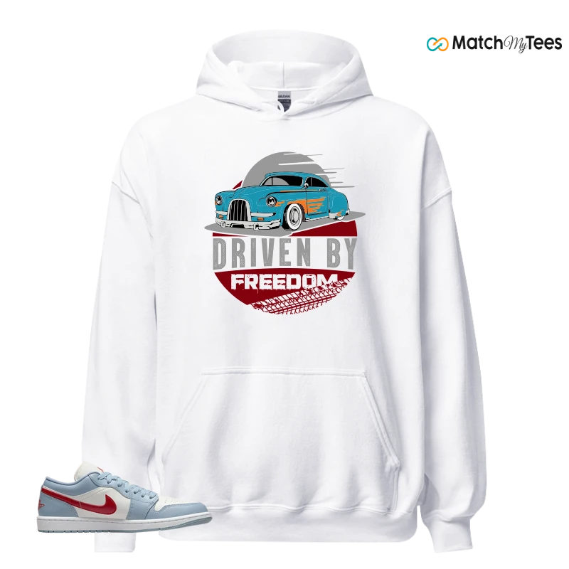 NIKE AIR JORDAN 1 LOW BLUE DUNE RED WMNS SNEAKER Matching Tees hoodie