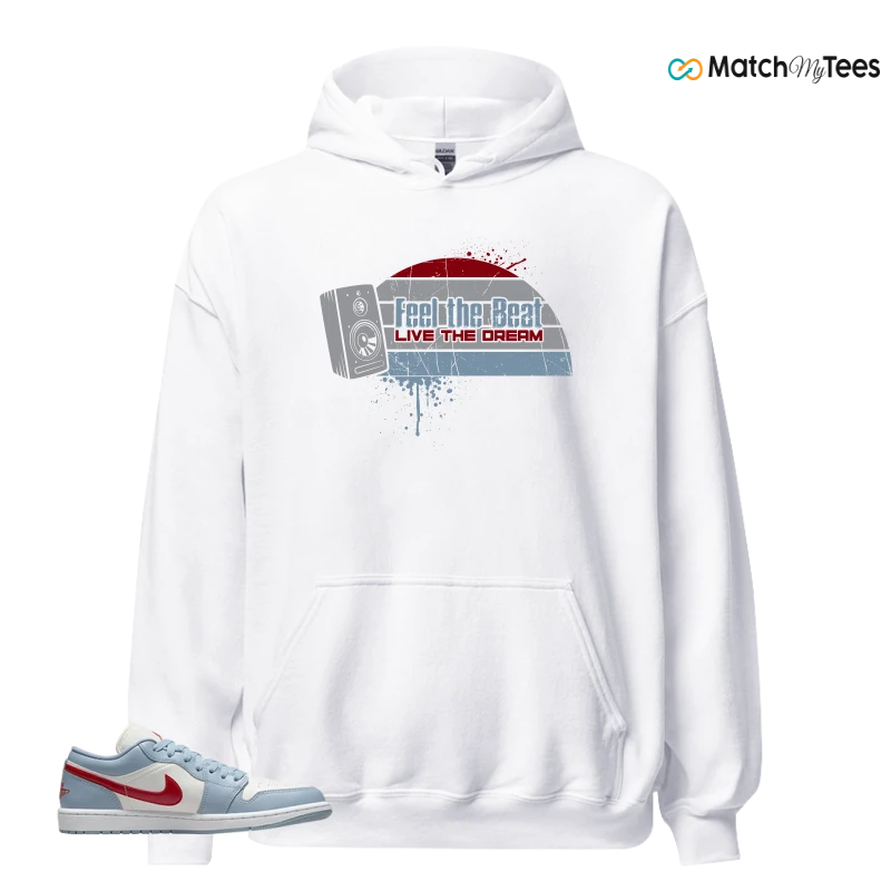 NIKE AIR JORDAN 1 LOW BLUE DUNE RED WMNS SNEAKER Matching Tees hoodie