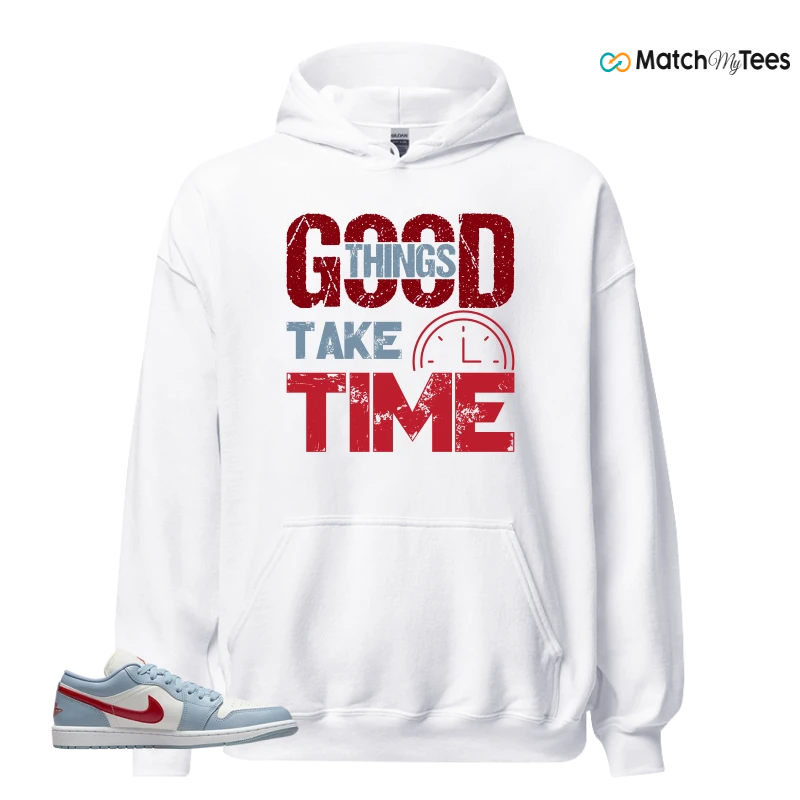 NIKE AIR JORDAN 1 LOW BLUE DUNE RED WMNS SNEAKER Matching Tees hoodie