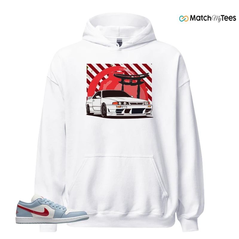 NIKE AIR JORDAN 1 LOW BLUE DUNE RED WMNS SNEAKER Matching Tees hoodie