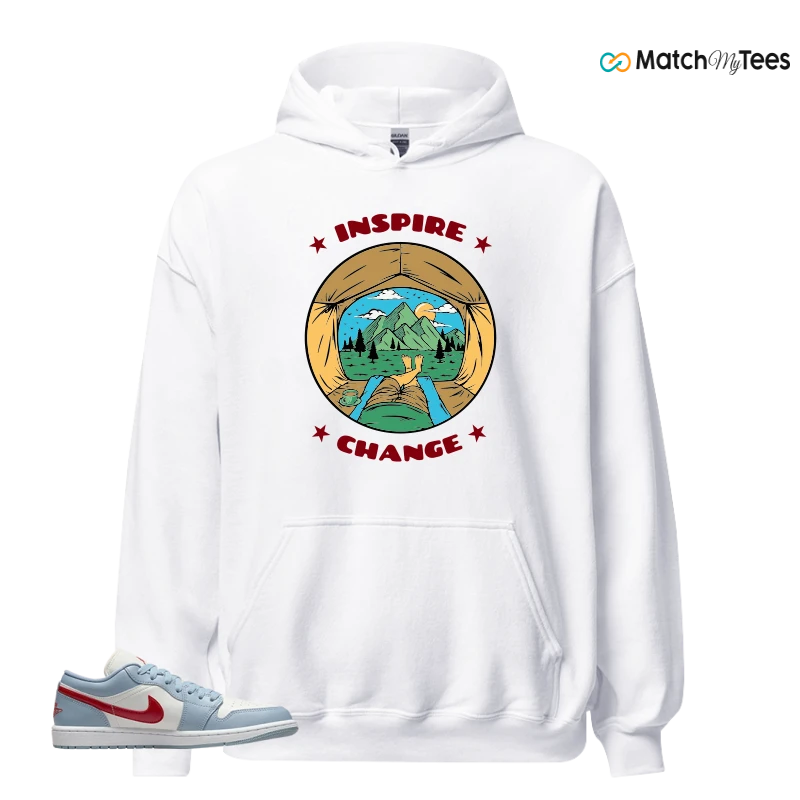 NIKE AIR JORDAN 1 LOW BLUE DUNE RED WMNS SNEAKER Matching Tees hoodie