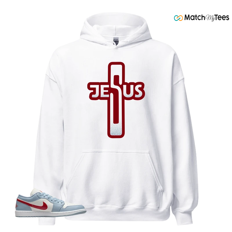 NIKE AIR JORDAN 1 LOW BLUE DUNE RED WMNS SNEAKER Matching Tees hoodie