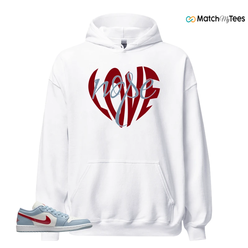 NIKE AIR JORDAN 1 LOW BLUE DUNE RED WMNS SNEAKER Matching Tees hoodie