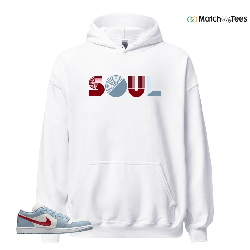 NIKE AIR JORDAN 1 LOW BLUE DUNE RED WMNS SNEAKER Matching Tees hoodie