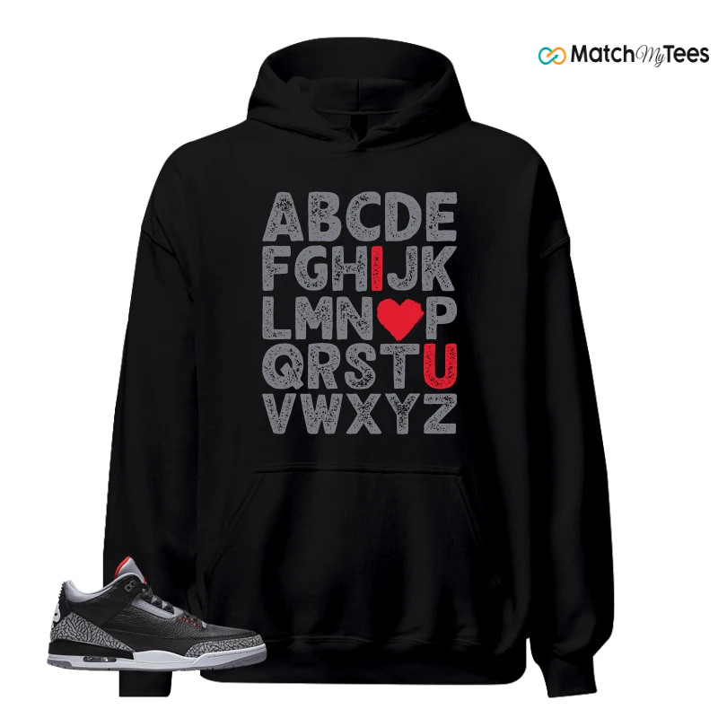 NIKE AIR JORDAN 3 BLACK CEMENT REIMAGINED SNEAKER Matching Tees hoodie