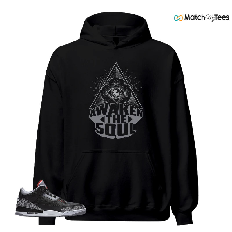 NIKE AIR JORDAN 3 BLACK CEMENT REIMAGINED SNEAKER Matching Tees hoodie