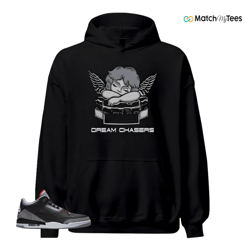 NIKE AIR JORDAN 3 BLACK CEMENT REIMAGINED SNEAKER Matching Tees hoodie