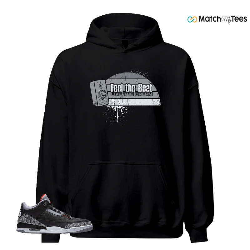 NIKE AIR JORDAN 3 BLACK CEMENT REIMAGINED SNEAKER Matching Tees hoodie