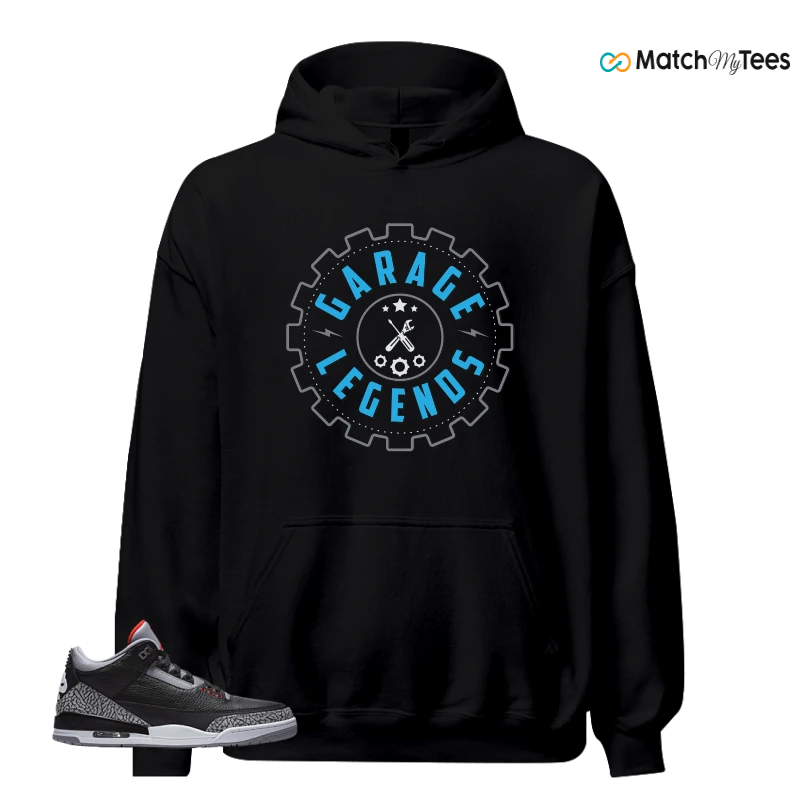 NIKE AIR JORDAN 3 BLACK CEMENT REIMAGINED SNEAKER Matching Tees hoodie