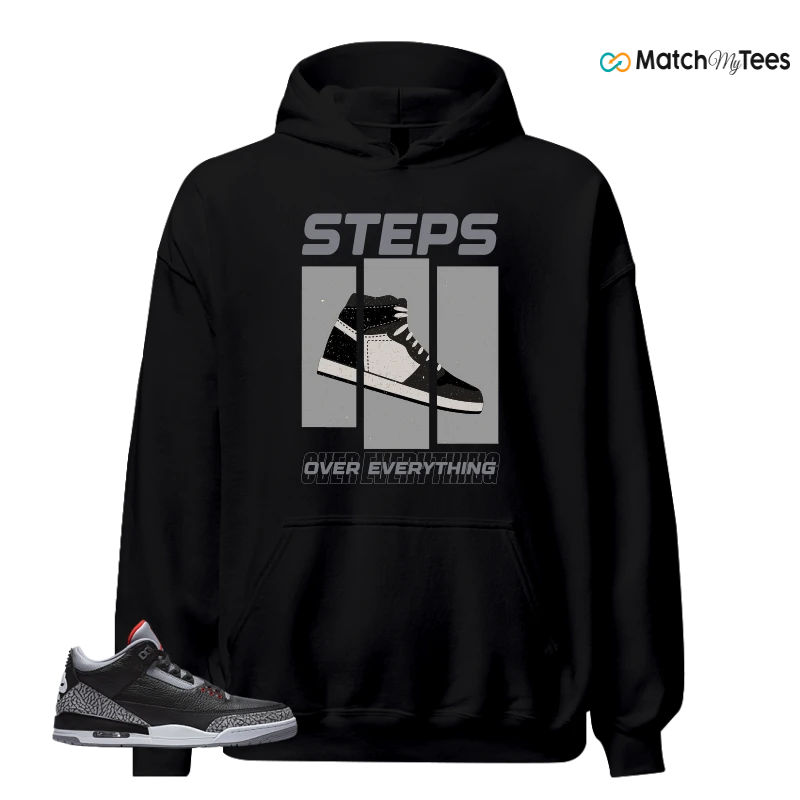 NIKE AIR JORDAN 3 BLACK CEMENT REIMAGINED SNEAKER Matching Tees Hoodie for Men