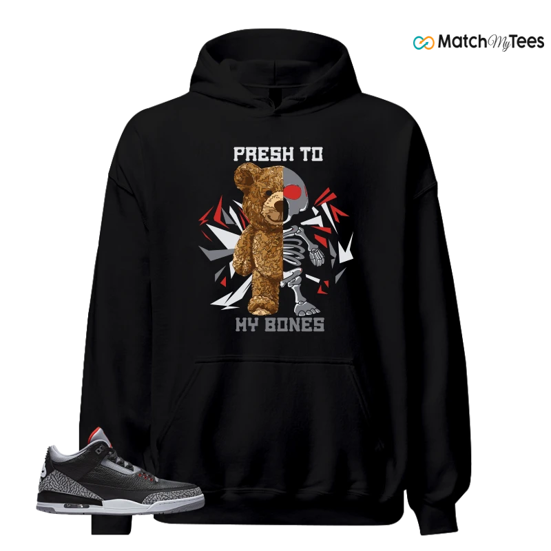 NIKE AIR JORDAN 3 BLACK CEMENT REIMAGINED SNEAKER Matching Tees hoodie