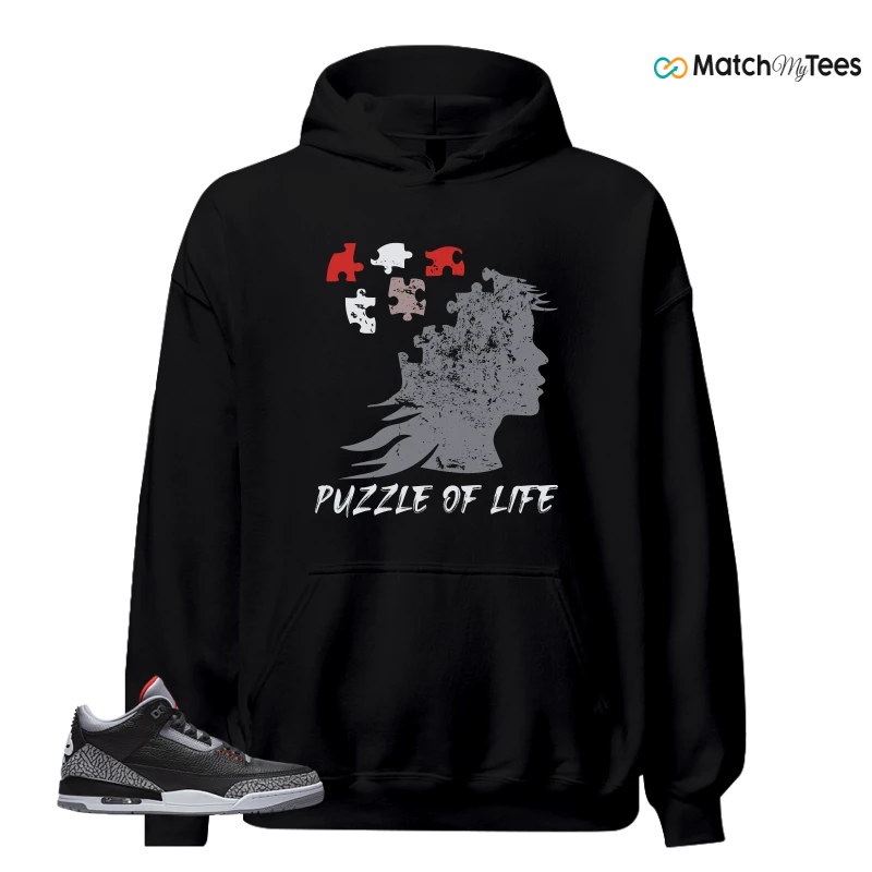 NIKE AIR JORDAN 3 BLACK CEMENT REIMAGINED SNEAKER Matching Tees hoodie
