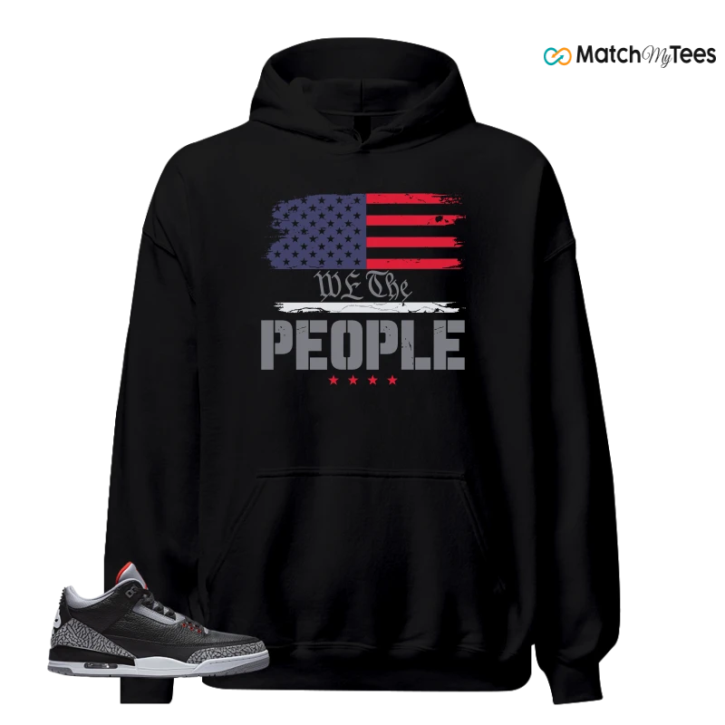 NIKE AIR JORDAN 3 BLACK CEMENT REIMAGINED SNEAKER Matching Tees hoodie