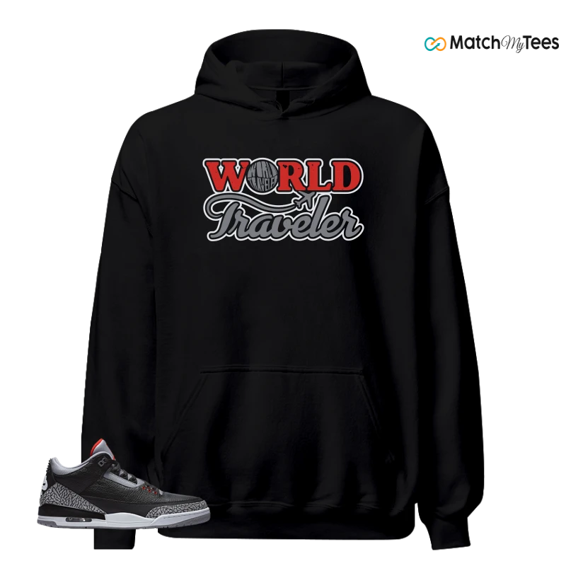 NIKE AIR JORDAN 3 BLACK CEMENT REIMAGINED SNEAKER Matching Tees hoodie