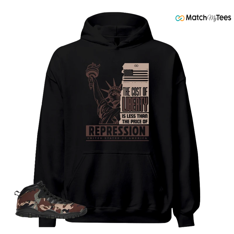 NIKE JORDAN 10 RETRO WOODLAND CAMO SNEAKER Matching Tees hoodie