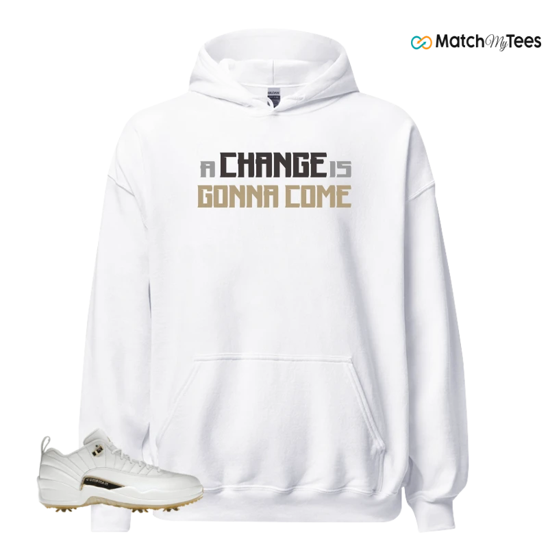 NIKE JORDAN 12 GOLF METALLIC GOLD SNEAKER Matching Tees Hoodie for Men