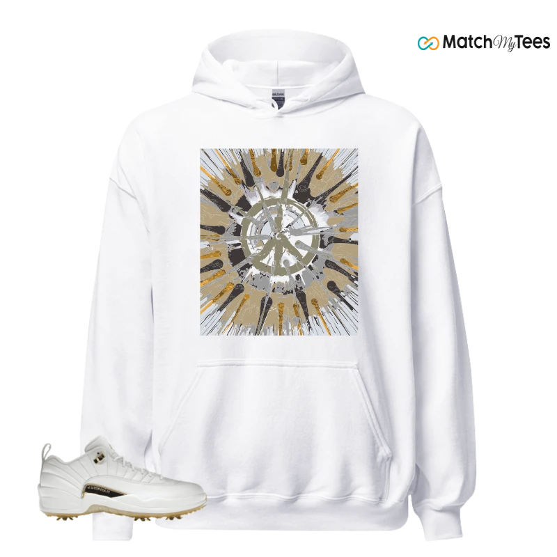 NIKE JORDAN 12 GOLF METALLIC GOLD SNEAKER Matching Tees hoodie