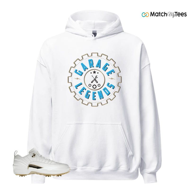 NIKE JORDAN 12 GOLF METALLIC GOLD SNEAKER Matching Tees hoodie