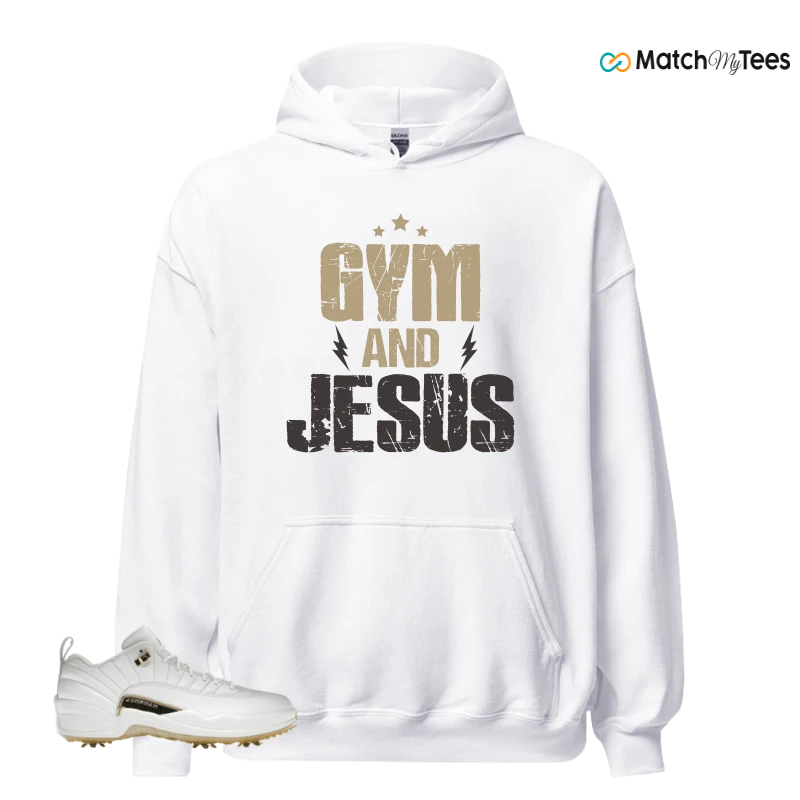 NIKE JORDAN 12 GOLF METALLIC GOLD SNEAKER Matching Tees hoodie