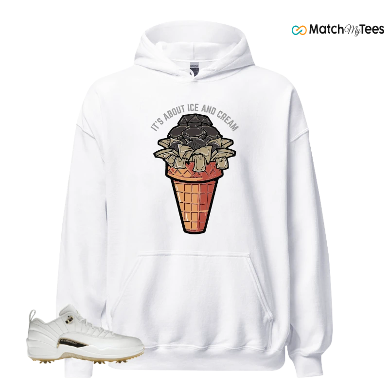 NIKE JORDAN 12 GOLF METALLIC GOLD SNEAKER Matching Tees hoodie