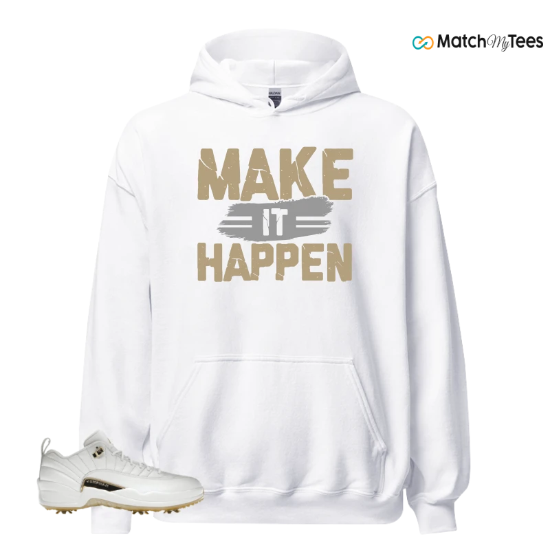 NIKE JORDAN 12 GOLF METALLIC GOLD SNEAKER Matching Tees hoodie