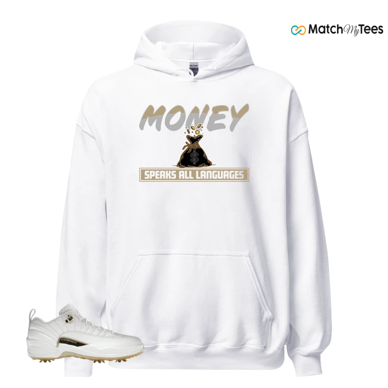 NIKE JORDAN 12 GOLF METALLIC GOLD SNEAKER Matching Tees hoodie