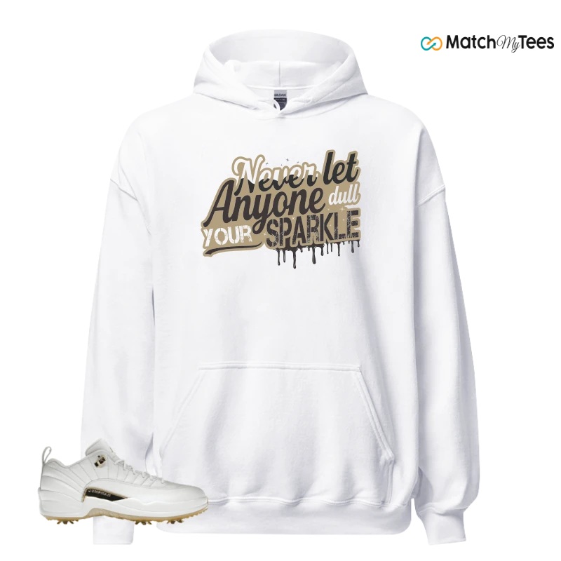 NIKE JORDAN 12 GOLF METALLIC GOLD SNEAKER Matching Tees hoodie