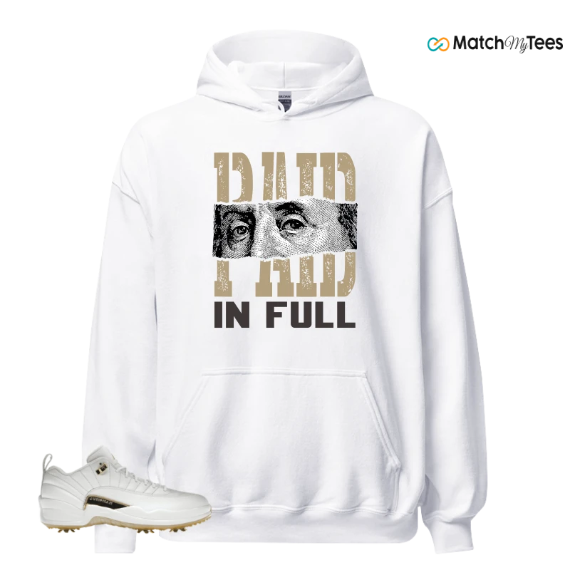 NIKE JORDAN 12 GOLF METALLIC GOLD SNEAKER Matching Tees hoodie