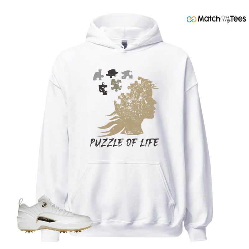 NIKE JORDAN 12 GOLF METALLIC GOLD SNEAKER Matching Tees hoodie