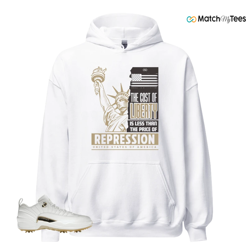 NIKE JORDAN 12 GOLF METALLIC GOLD SNEAKER Matching Tees hoodie