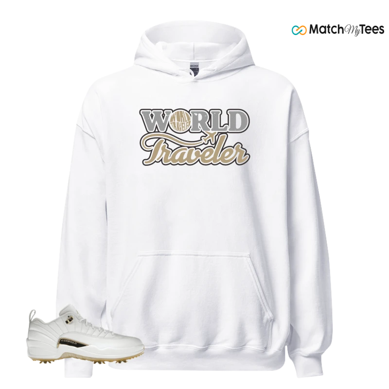 NIKE JORDAN 12 GOLF METALLIC GOLD SNEAKER Matching Tees hoodie