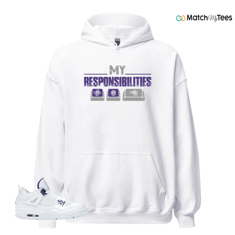 NIKE JORDAN 4 RETRO METALLIC PURPLE SNEAKER Matching Tees hoodie
